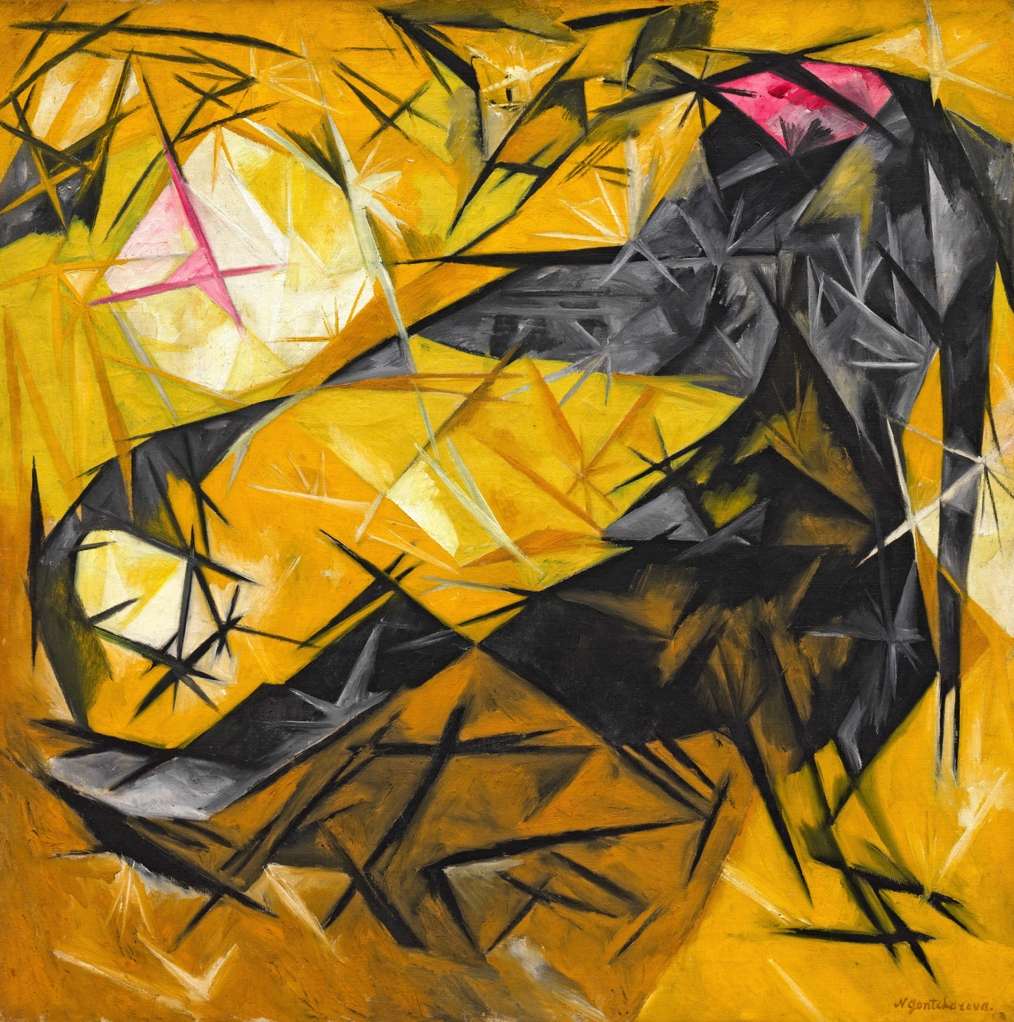 Mikhail Larionov Fauvist black bird abstract painting