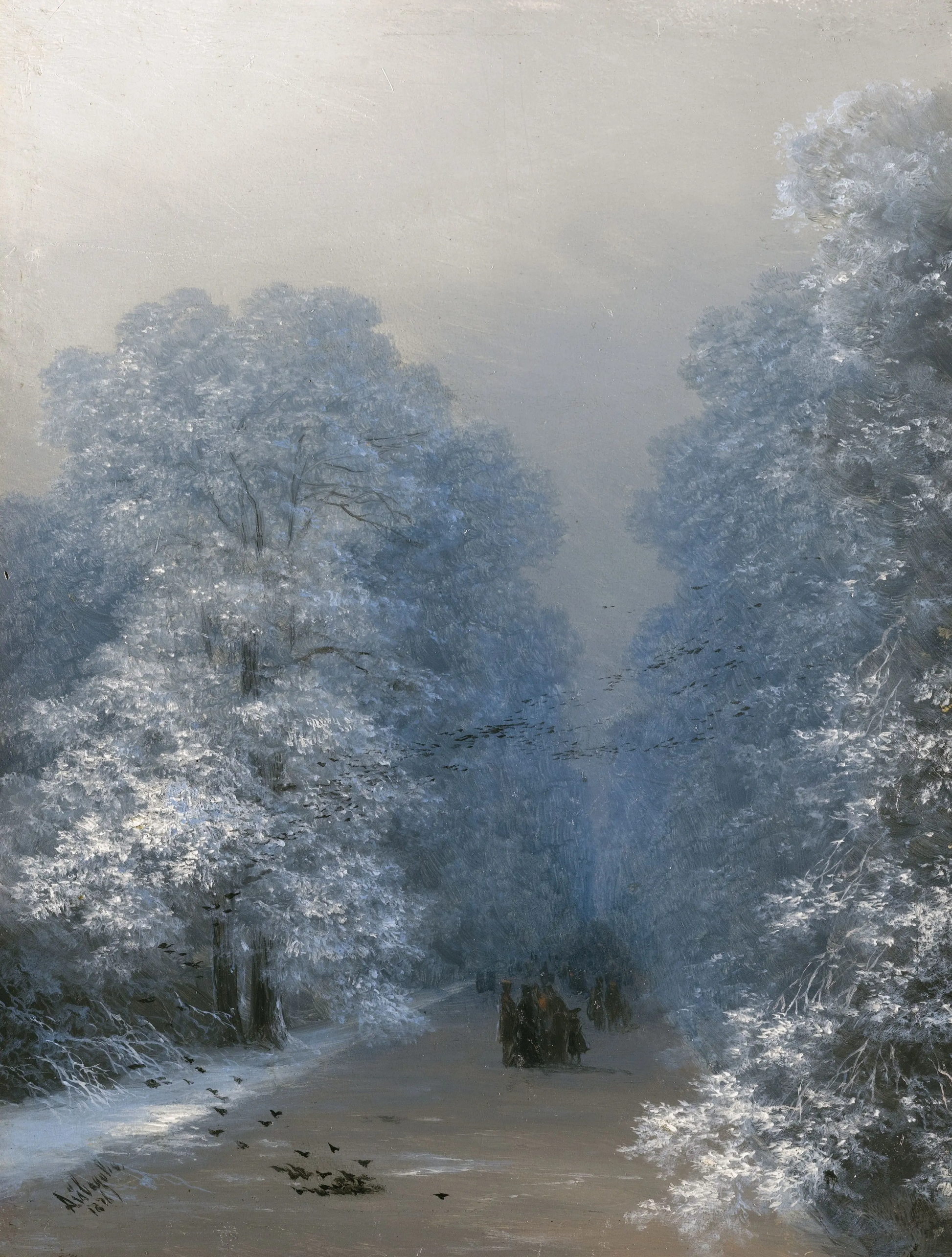 Rare 19th century Ivan Aivazovsky winter landscape oil painting
