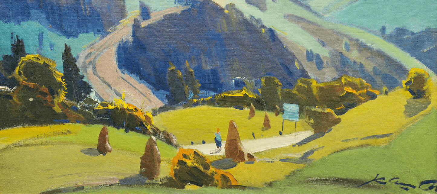 Vibrant impressionist oil painting of Pastoral Carpathian mountainous landscape by Anton Kashskai