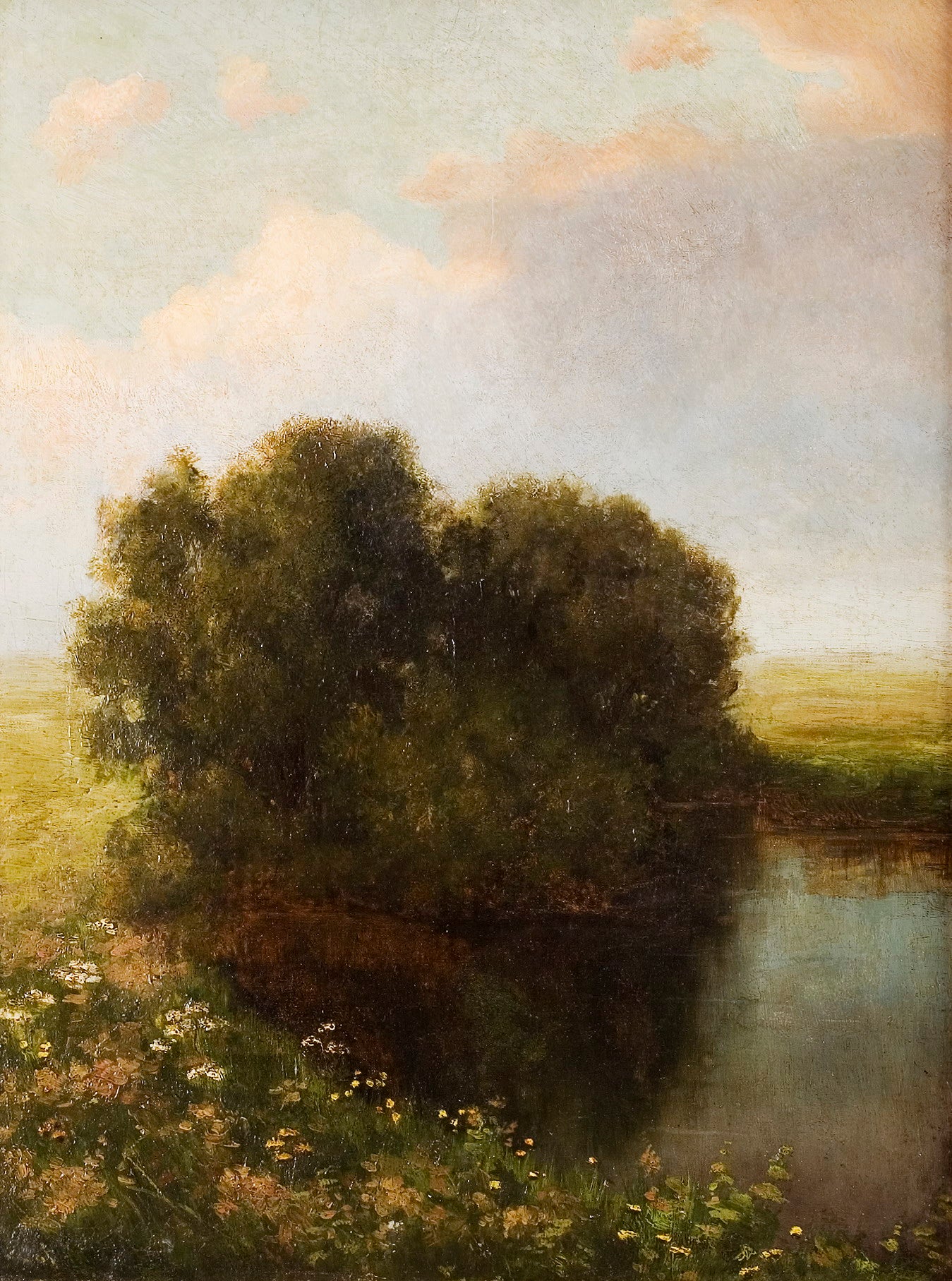 Lush green tree by calm water, Investment Art by Oleksandr Murashko Modernism Legacy