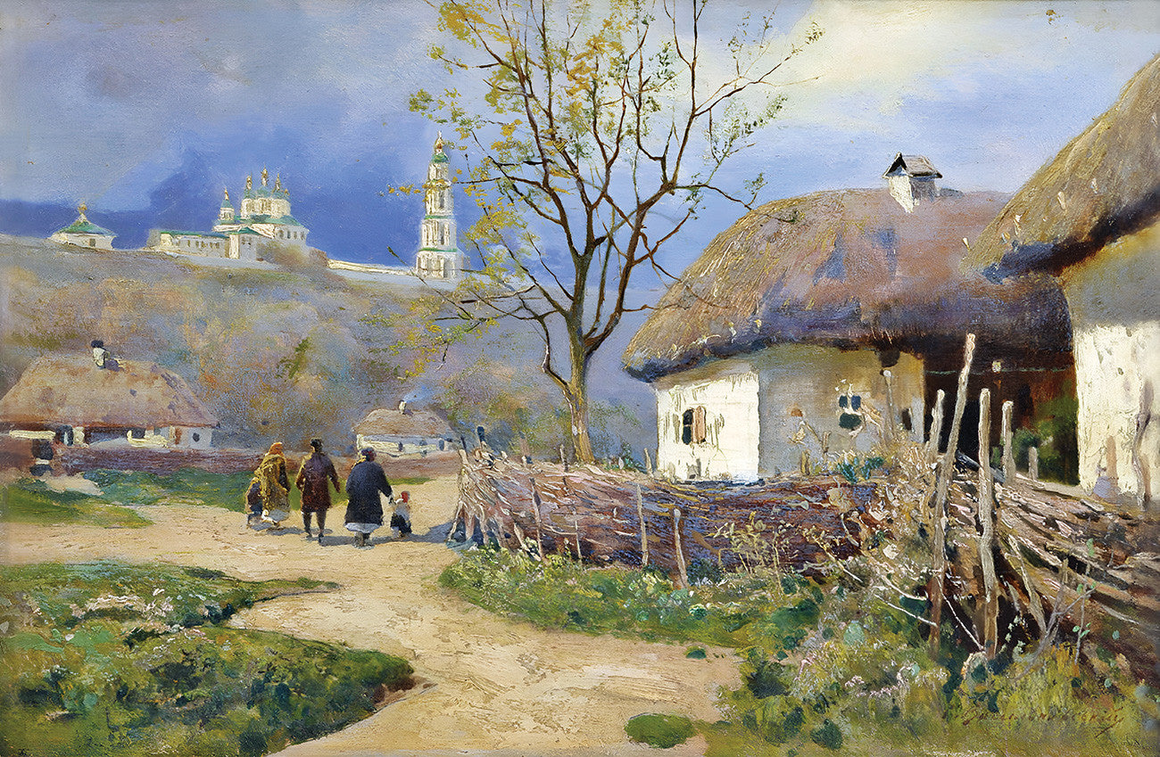 White-walled thatched cottage by Serhii Vasylkivsky, museum-quality fine art