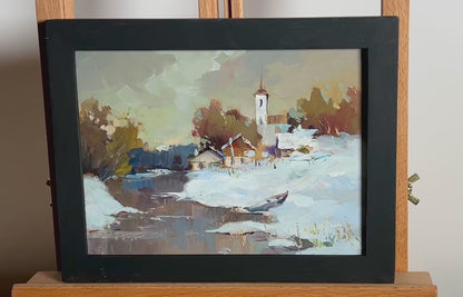 OIl painting Winter evening Yuriy Suprunchuk