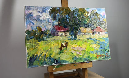 Oil painting Near the yard Kalenyuk Alex