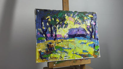 Oil painting Watching the sunset in the forest Alex Ivanyuk