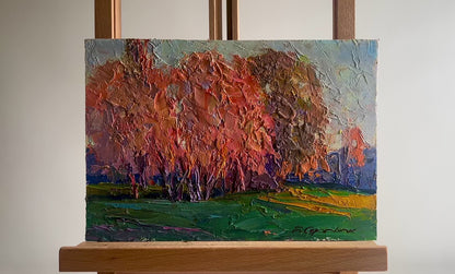 Oil painting Autumn evening in the forest Boris Serdyuk