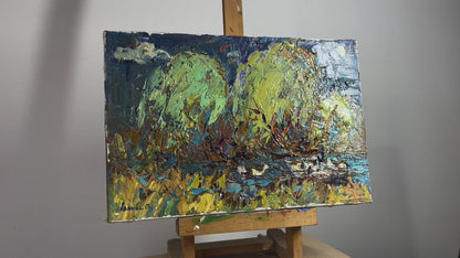 Oil painting Ducks in the lake near the willow Alex Ivanyuk