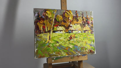 Oil painting Cow grazing on the outskirts Oksana Ivanyuk