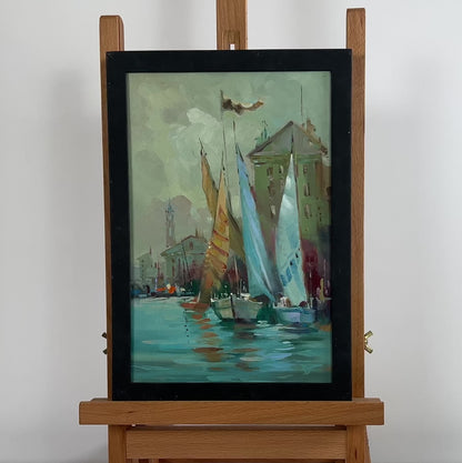 Oil painting A quiet harbor near Venice Yuriy Suprunchuk