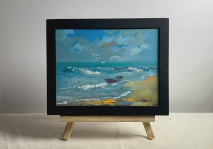 OIl painting Seagulls on the seashore Yuriy Suprunchuk