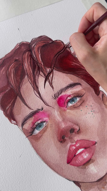 Watercolor painting Pink tint Victoria Kagalovska