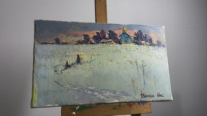 Oil painting The Chapel's Winter Watch Ivanyuk Oksana