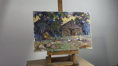 Oil painting In the backyard Kalenyuk Alex