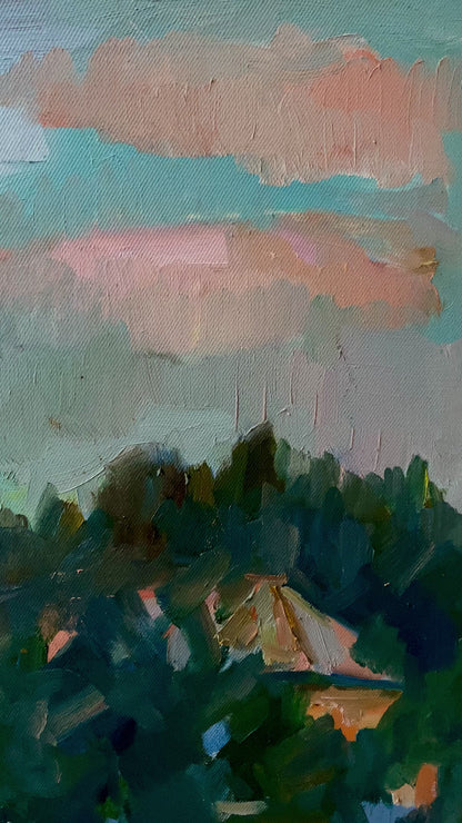 Oil painting City landscape Peter Dobrev