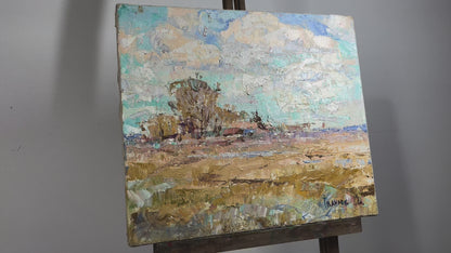 Oil painting Spring cloudy fields Alex Ivanyuk