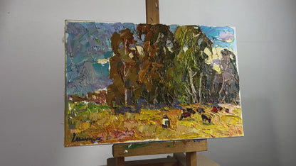Oil painting Shepherd near the forest Alex Ivanyuk
