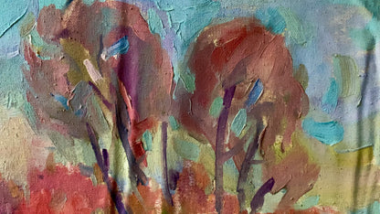 Abstract oil painting autumn reflection Peter Dobrev