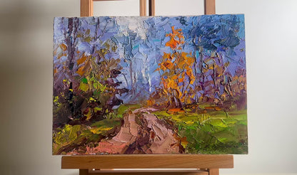 Oil painting Road to the autumn forest Boris Serdyuk