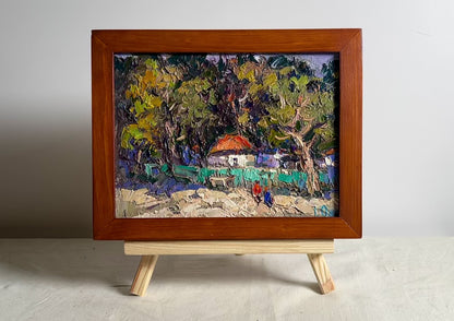Oil painting Huge garden in the yard Oksana Ivanyuk