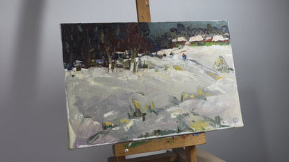 Oil painting Snowbound Nightfall Oksana Ivanyuk