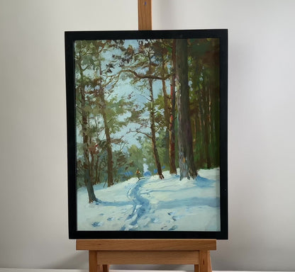 OIl painting Walking through the snowy forest Yuriy Suprunchuk
