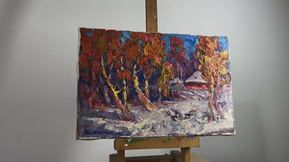 Oil painting Unexpected snow Ivanyuk Oksana