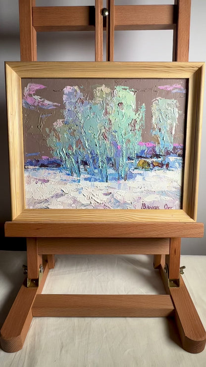 Oil painting Poplar in the frost Oksana Ivanyuk