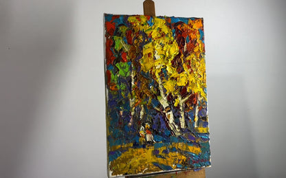 Oil painting Yellow orange forest Alex Ivanyuk