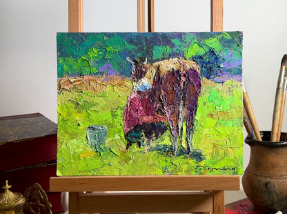 Oil painting Lunch milking Boris Serdyuk