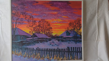 Oil painting Winter evening Boris Serdyuk
