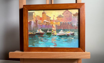 OIl painting Evening at the yacht club Yuriy Suprunchuk
