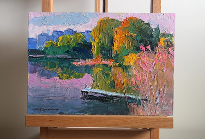 Oil painting Evening on the lake Boris Serdyuk