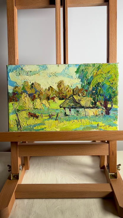 Oil painting Morning on the outskirts of the village Oksana Ivanyuk