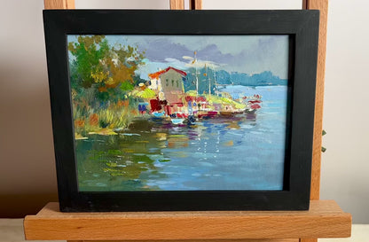 OIl painting Port for boats and yachts Yuriy Suprunchuk
