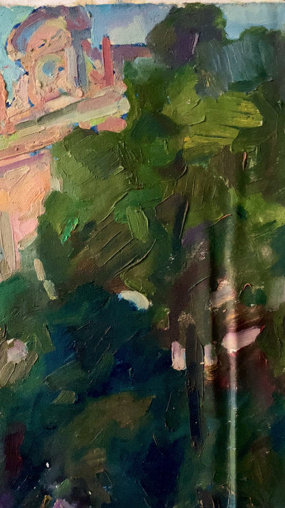 Abstract oil painting Morning in the city Peter Dobrev