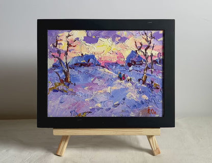 Oil painting Romantic winter evening Oleksiy Ivanyuk