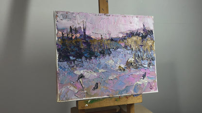 Oil painting Winter edge of the forest Alex Ivanyuk