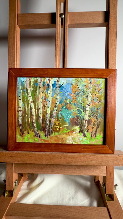 OIl painting Autumn birch grove Yuriy Suprunchuk