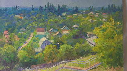 Oil painting Sun rays in the village Boris Serdyuk