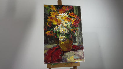 Oil painting Still life with camomiles Ivanyuk Oksana
