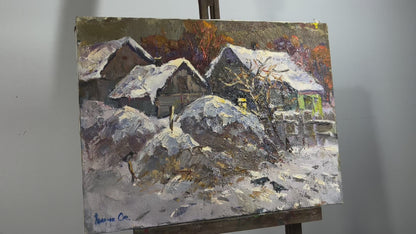 Oil painting Winter evening Ivanyuk Oksana