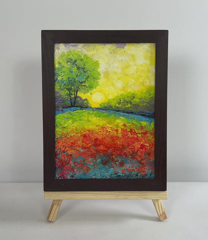 Oil painting The last rays over the forest V. Zadorozhnya