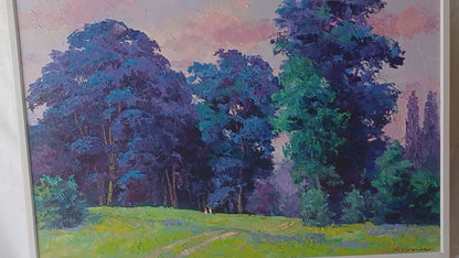 Oil painting A meadow on the edge of the forest Boris Serdyuk