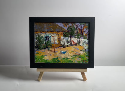 Oil painting Clothes are drying in the yard Oleksiy Ivanyuk