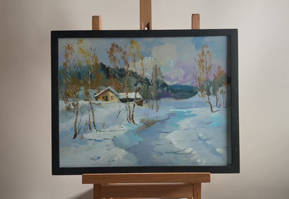 OIl painting Winter breeze in the forest Yuriy Suprunchuk