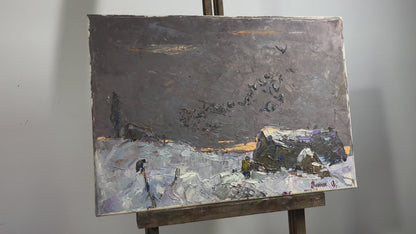 Oil painting Winter twilight Ivanyuk Alex