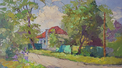 Oil painting House with a red roof Serdyuk Boris Petrovich №SERB 316