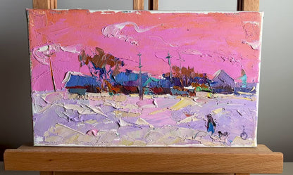Oil painting It snowed in the evening Oksana Ivanyuk