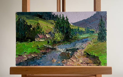 Oil painting Houses in the mountains Boris Serdyuk