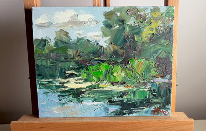 Oil painting River in the forest Alexander Nikolaevich Cherednichenko