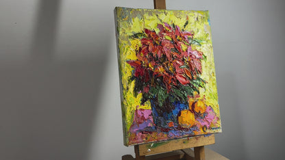 Oil painting Christmas flower Oksana Ivanyuk